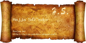 Hejja Sándor névjegykártya